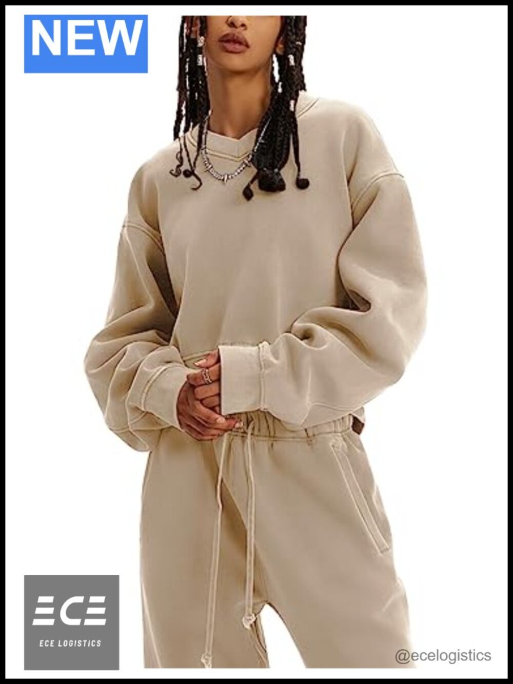Sweat Set 2 Piece Fleece Crop Sweatshirt Joggers Tracksuit